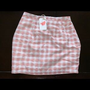 Pink and White Plaid Skirt